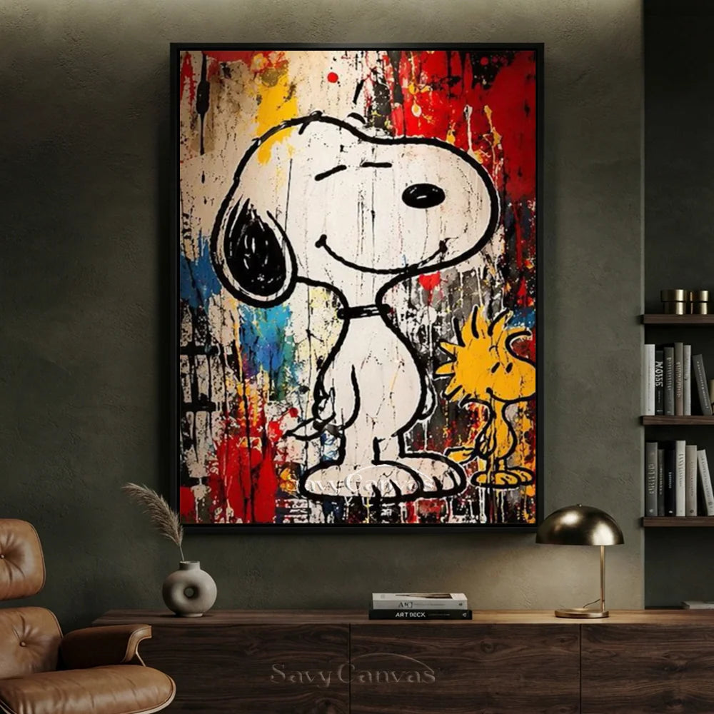 Pop Art Snoopy Woodstock Hand-painted Canvas #SS 269