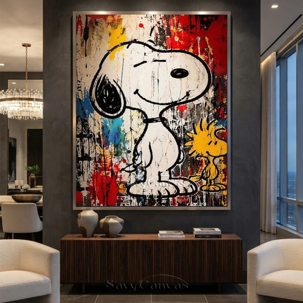 Pop Art Snoopy Woodstock Hand-painted Canvas #SS 269