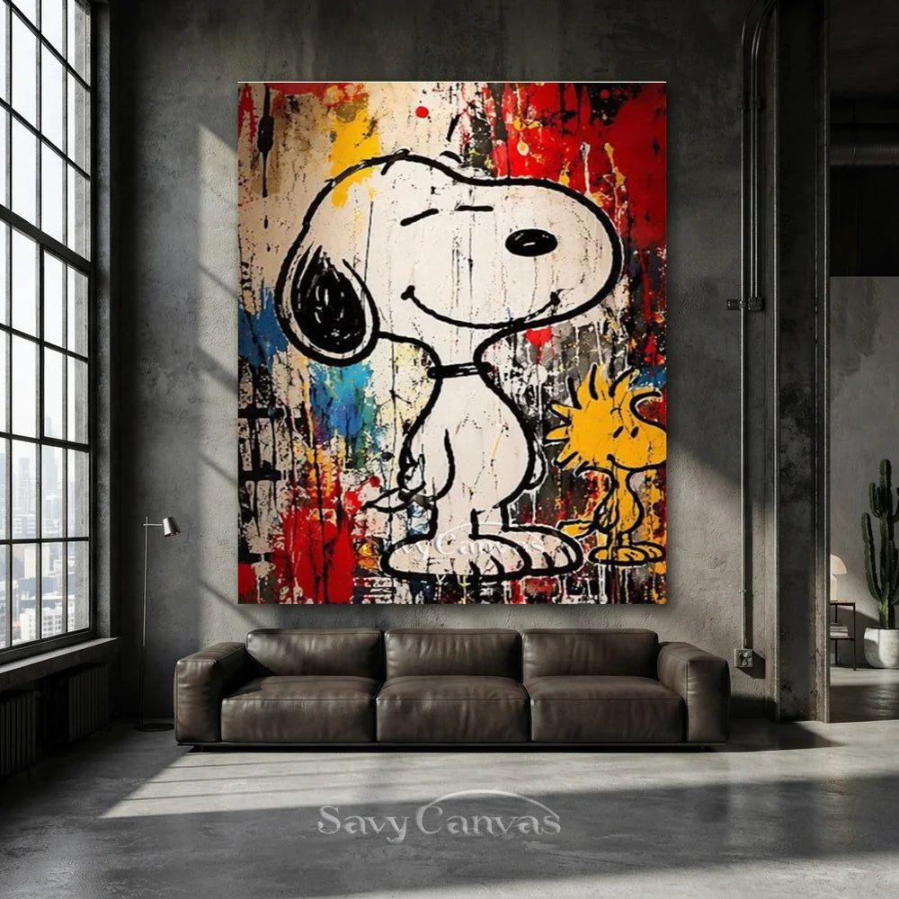 Pop Art Snoopy Woodstock Hand-painted Canvas #SS 269