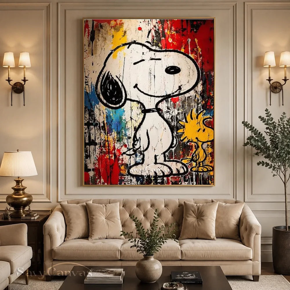 Pop Art Snoopy Woodstock Hand-painted Canvas #SS 269