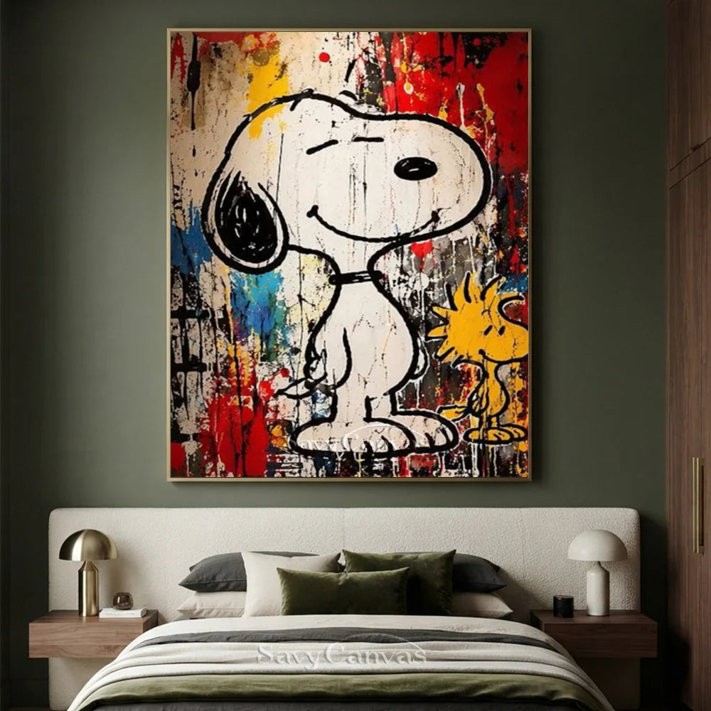 Pop Art Snoopy Woodstock Hand-painted Canvas #SS 269