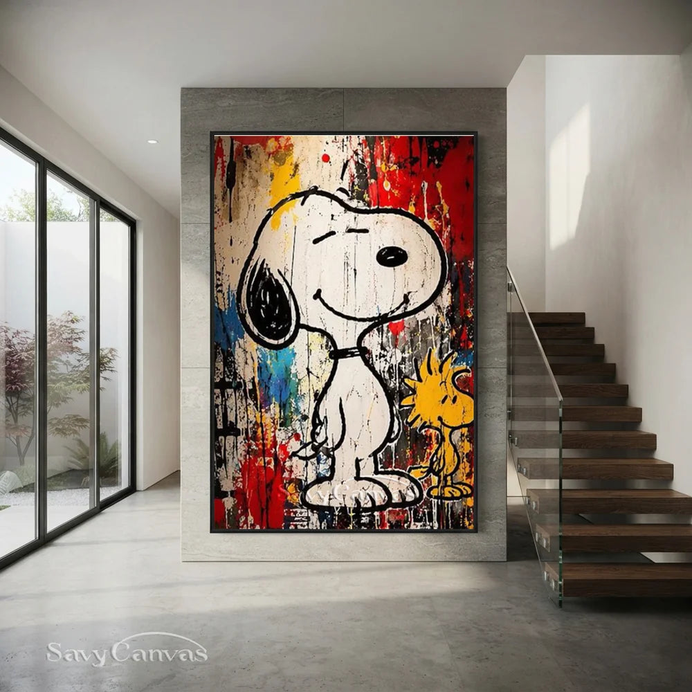 Pop Art Snoopy Woodstock Hand-painted Canvas #SS 269