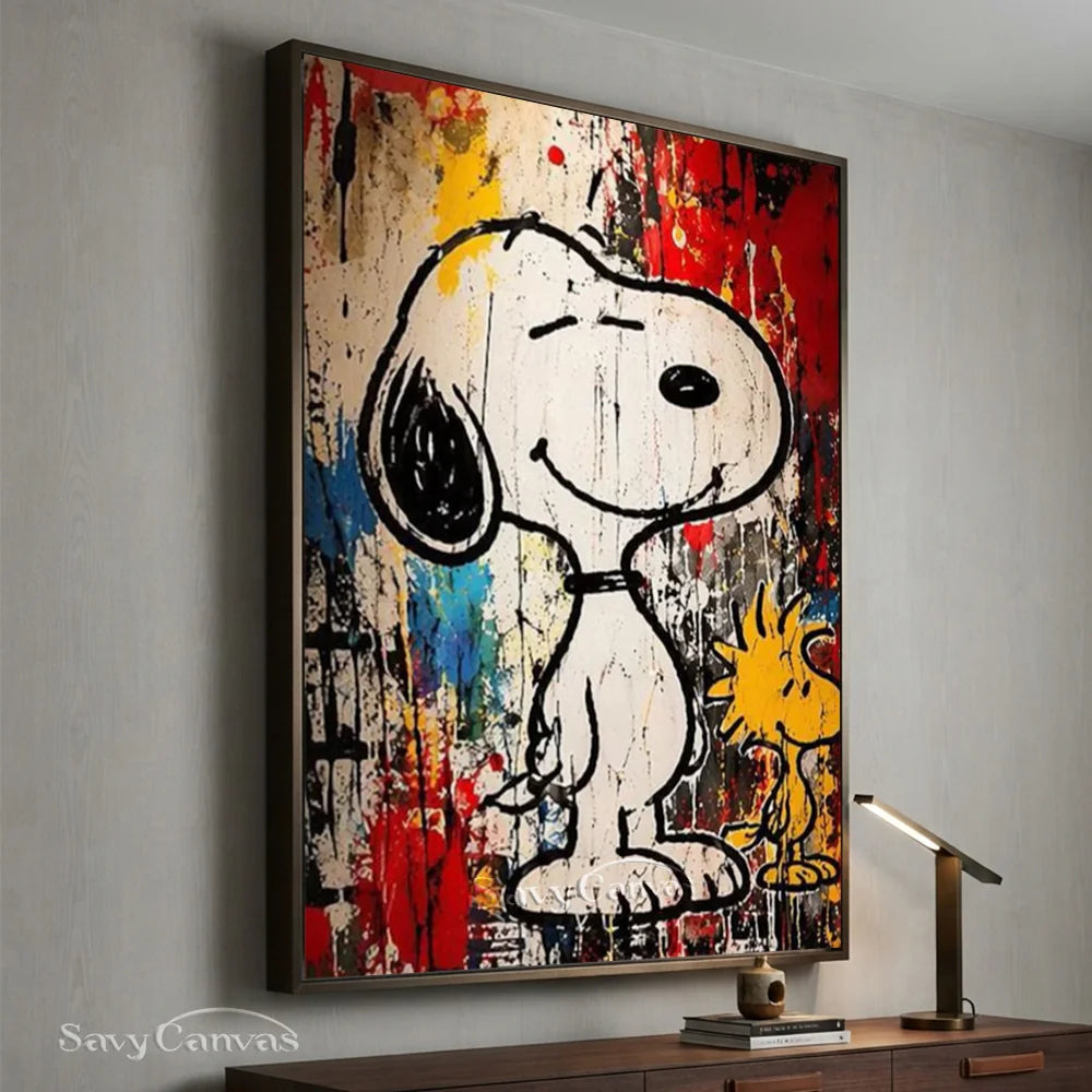 Pop Art Snoopy Woodstock Hand-painted Canvas #SS 269