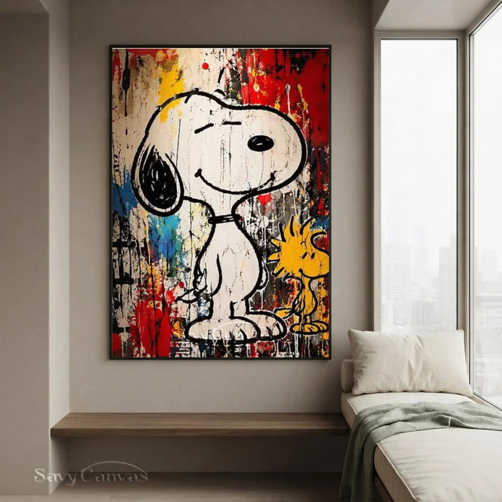 Pop Art Snoopy Woodstock Hand-painted Canvas #SS 269