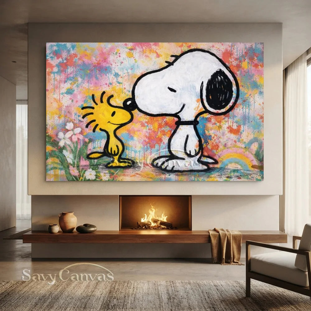 Snoopy Woodstock Hand-painted Pop Art Canvas #SS 275