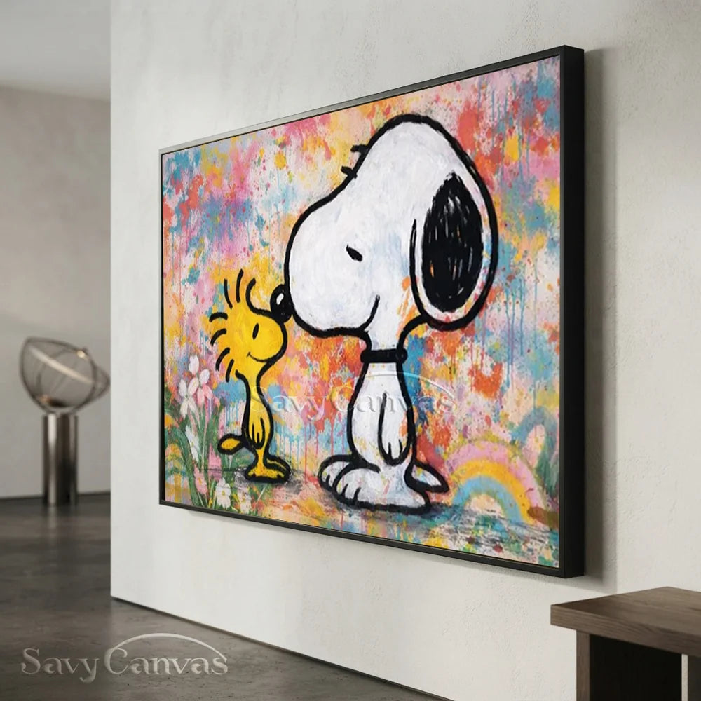 Snoopy Woodstock Hand-painted Pop Art Canvas #SS 275