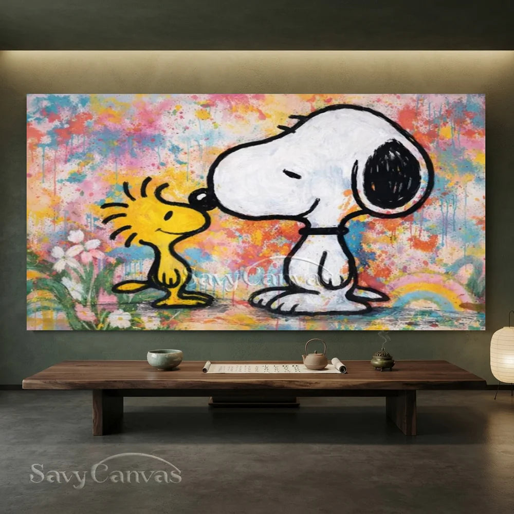 Snoopy Woodstock Hand-painted Pop Art Canvas #SS 275