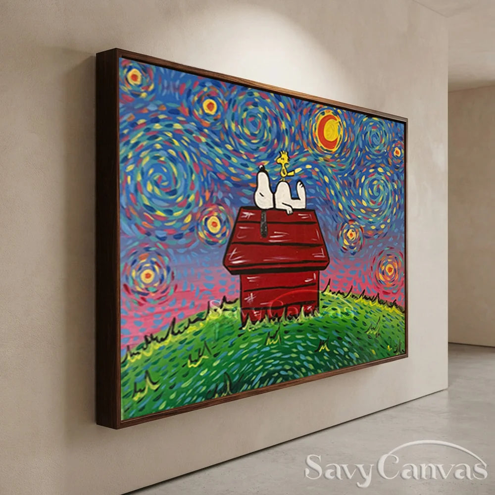 Post-Impressionism Snoopy Starry Night Canvas #SS 276