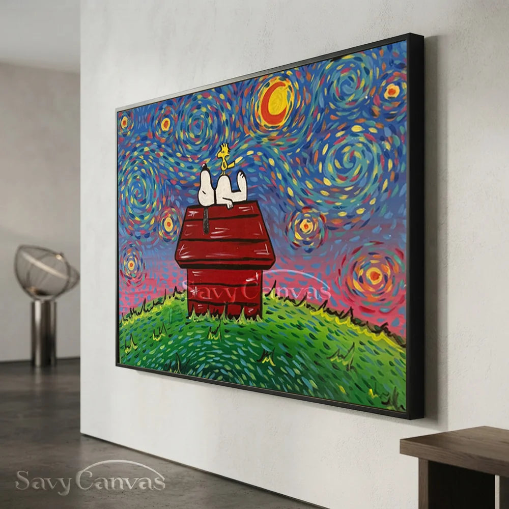 Post-Impressionism Snoopy Starry Night Canvas #SS 276