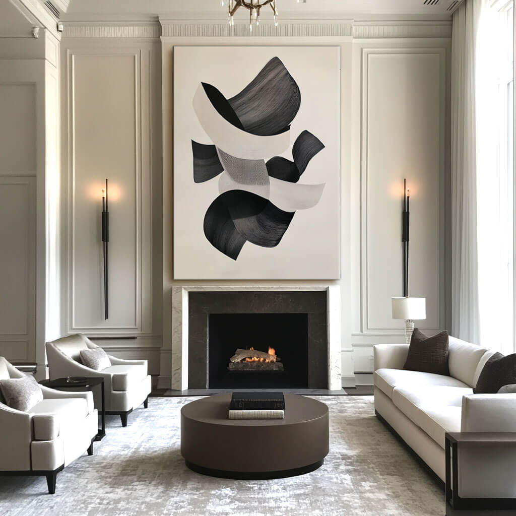 Modern Black & White Abstract Art | Minimalist Wall Decor #AA 034