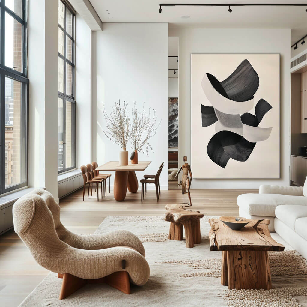 Modern Black & White Abstract Art | Minimalist Wall Decor #AA 034