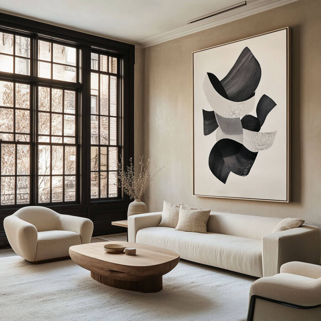 Modern Black & White Abstract Art | Minimalist Wall Decor #AA 034