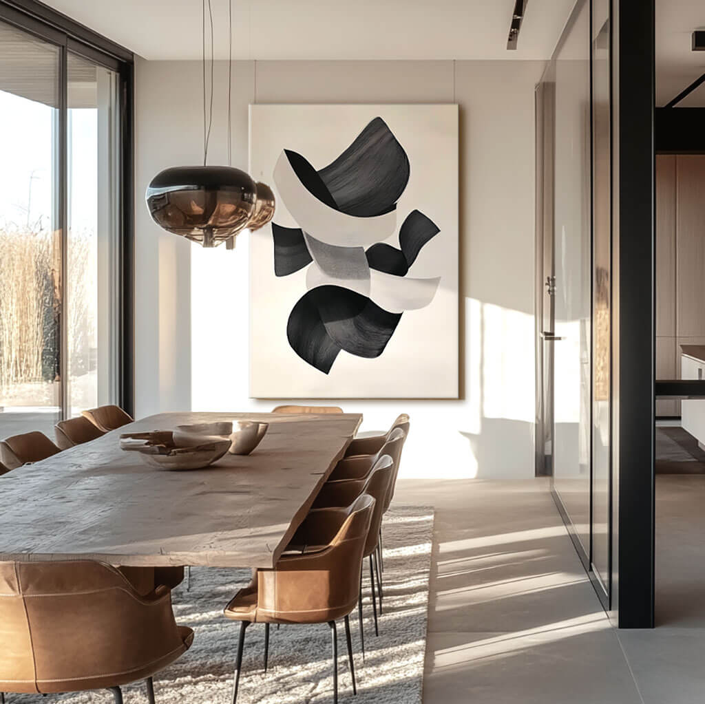 Modern Black & White Abstract Art | Minimalist Wall Decor #AA 034