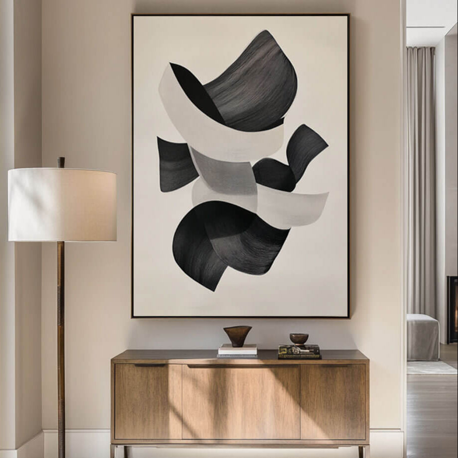 Modern Black & White Abstract Art | Minimalist Wall Decor #AA 034