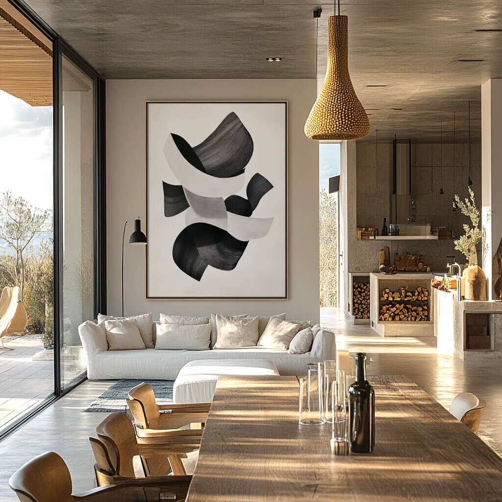 Modern Black & White Abstract Art | Minimalist Wall Decor #AA 034