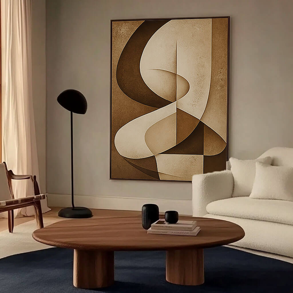 Brown and Beige Abstract Wall Art | Earth Tone Geometric Canvas #AA 385