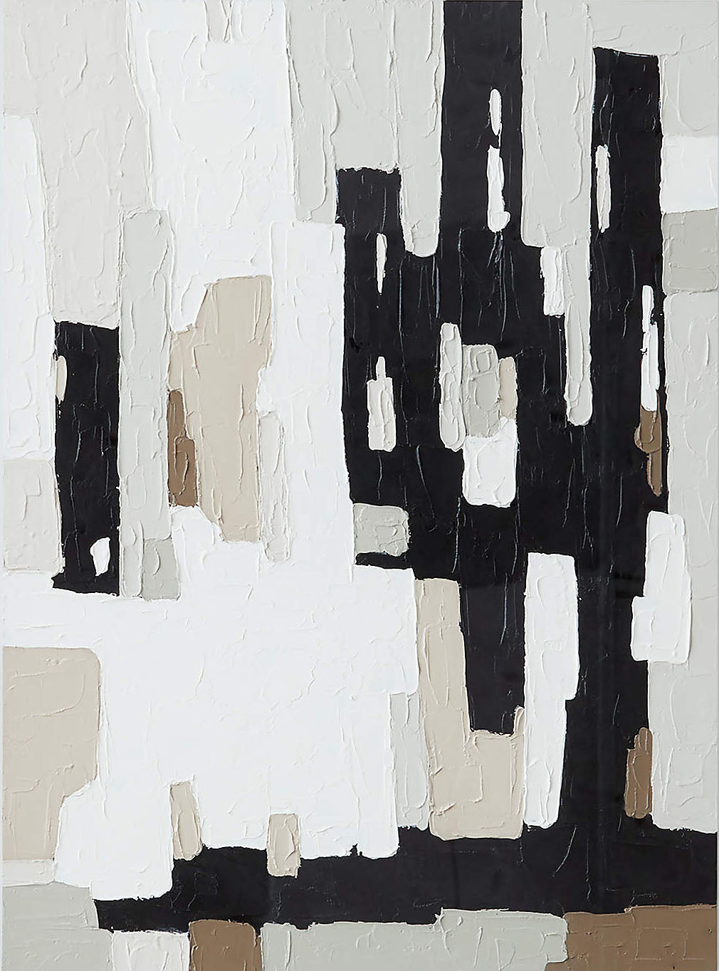 Textured Abstract Art - Black and White Modern Painting #TC 114