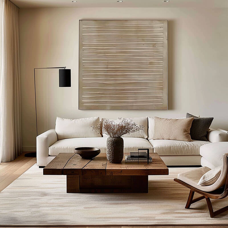 Minimalist Textured 3D Painting | Beige Plaster Wall Art #AA 152