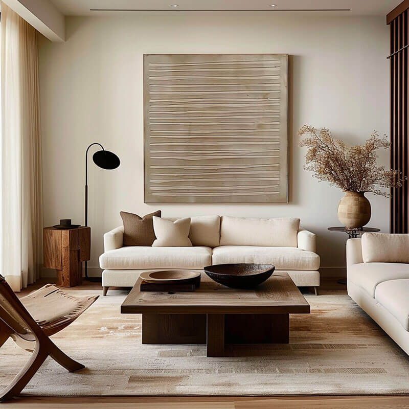 Minimalist Textured 3D Painting | Beige Plaster Wall Art #AA 152