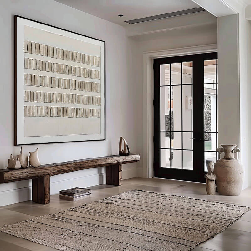 Minimalist 3D Textured Painting | Beige & White Wall Art #AA 253