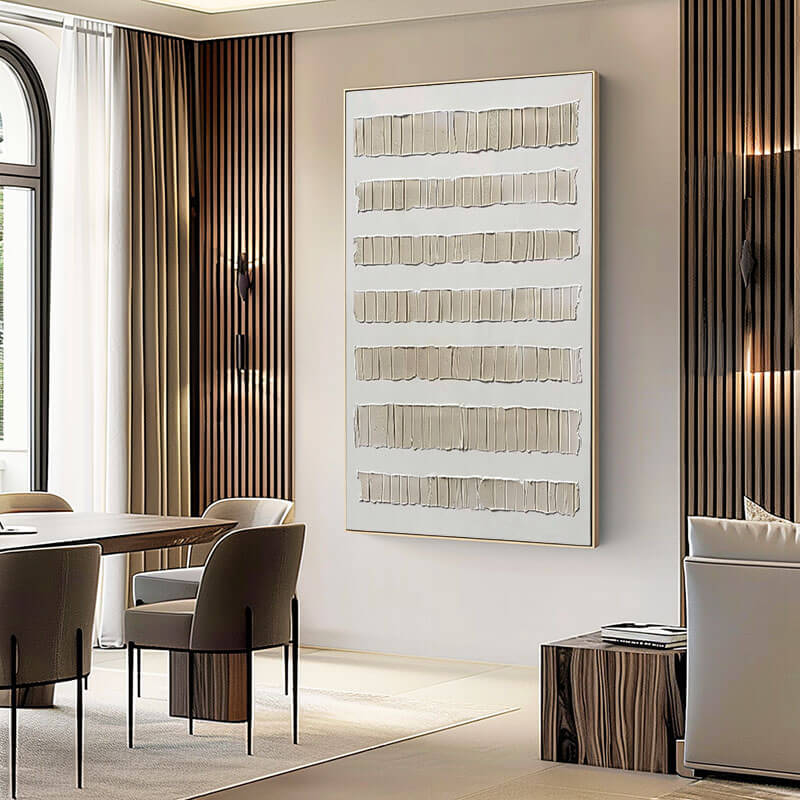 Minimalist Textured 3D Painting | Beige & White Wall Art #AA 039