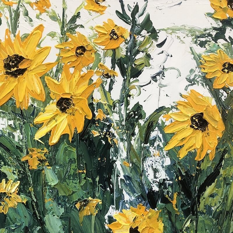 Yellow Sunflower Canvas Wall Art | Vertical Floral Garden Print #AA 389