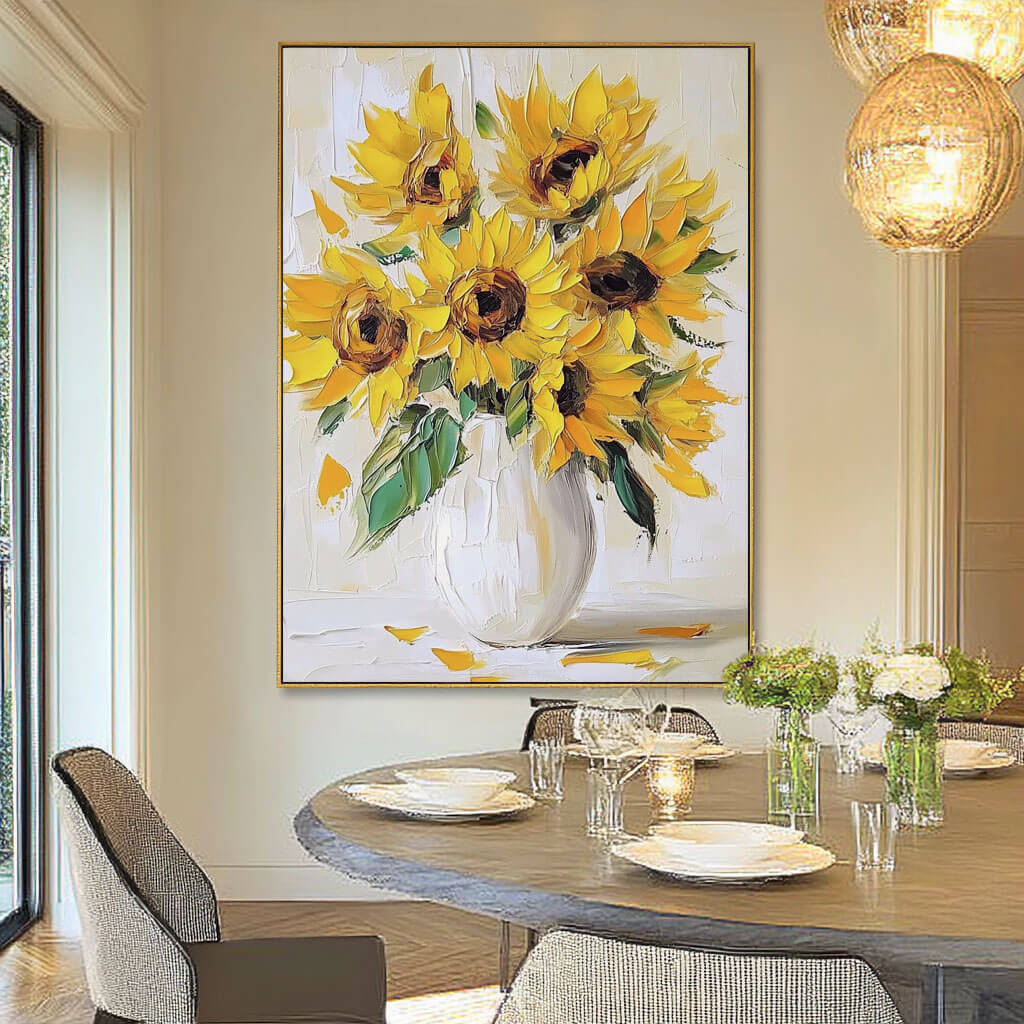 Vibrant Yellow Wall Decor | Sunny Summer Floral Canvas Print #AA 390
