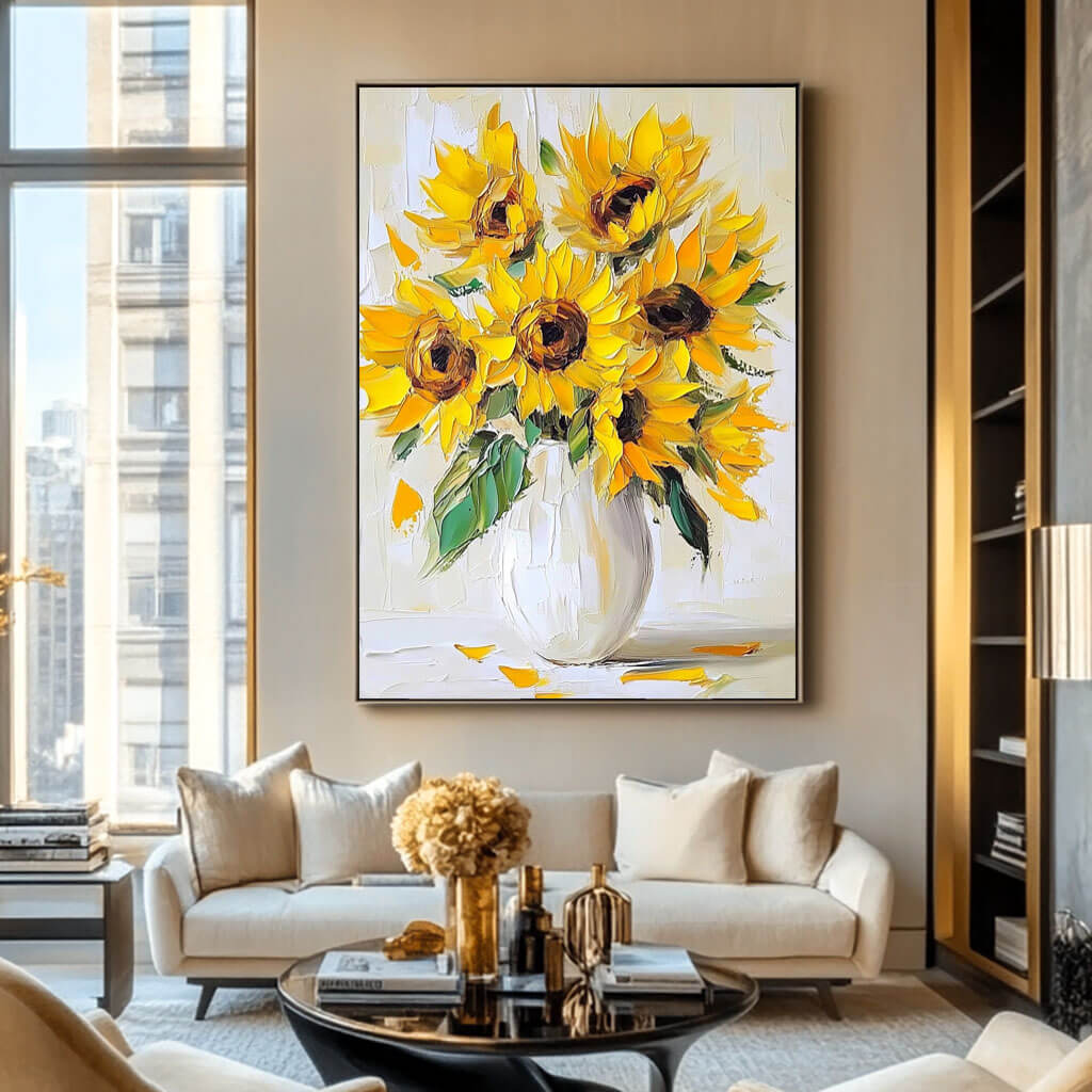 Vibrant Yellow Wall Decor | Sunny Summer Floral Canvas Print #AA 390