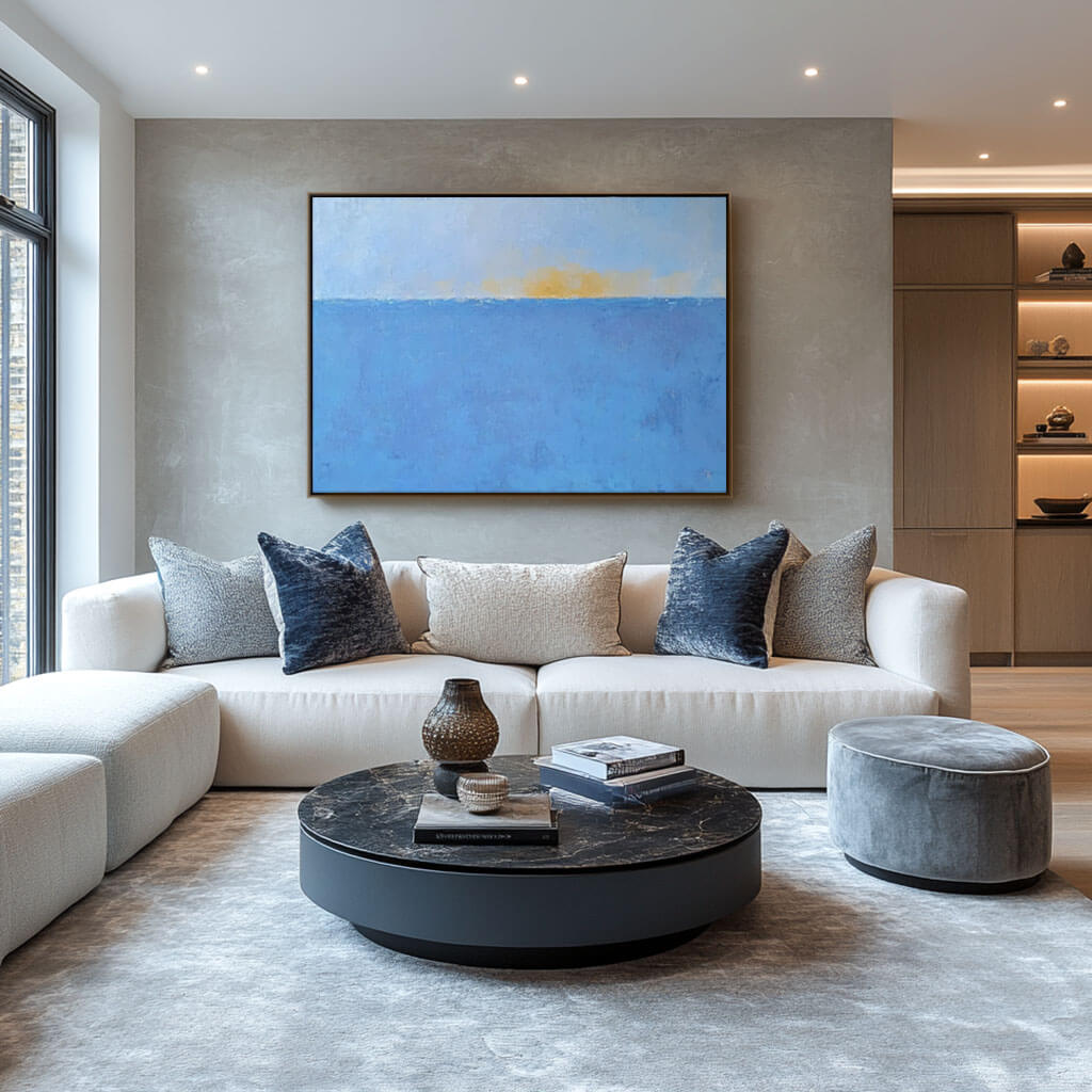 Minimalist Abstract Seascape | Calming Blue Ocean Art #AA 279