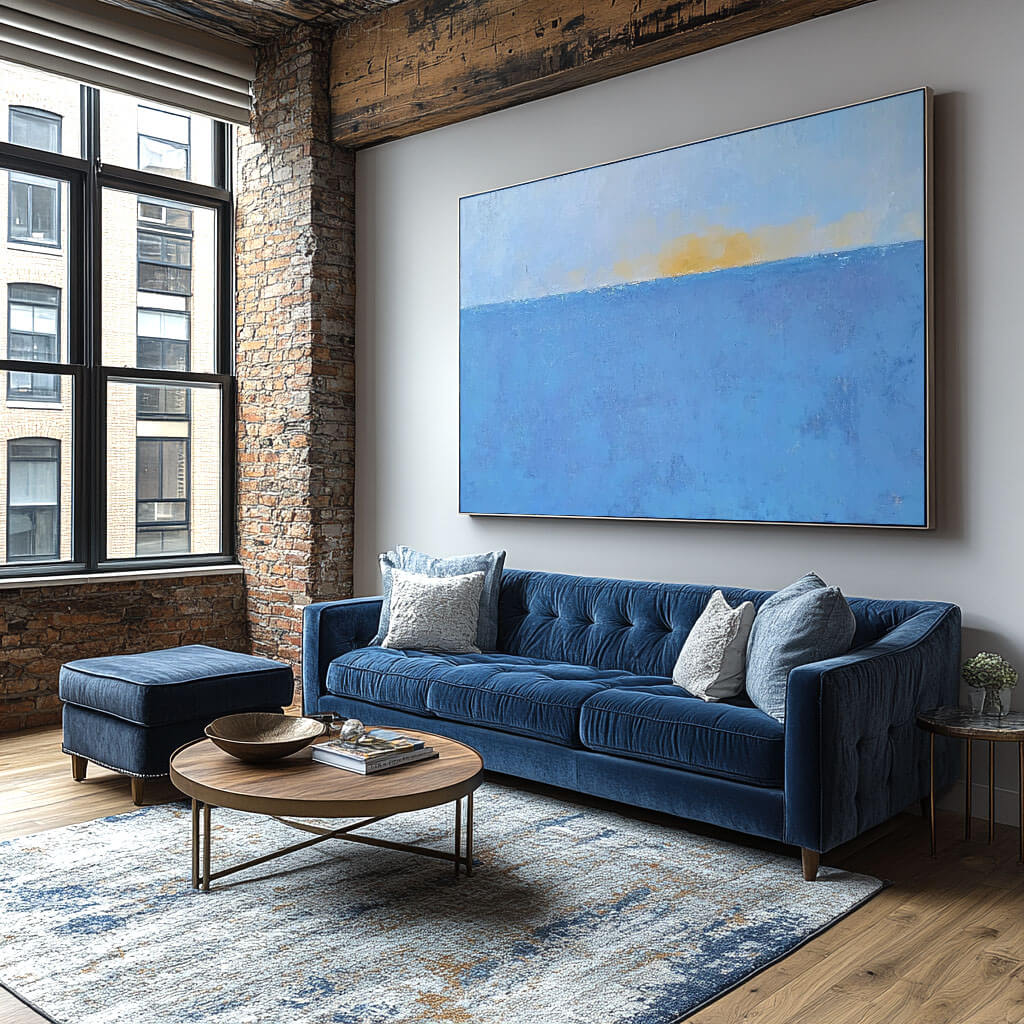 Minimalist Abstract Seascape | Calming Blue Ocean Art #AA 279