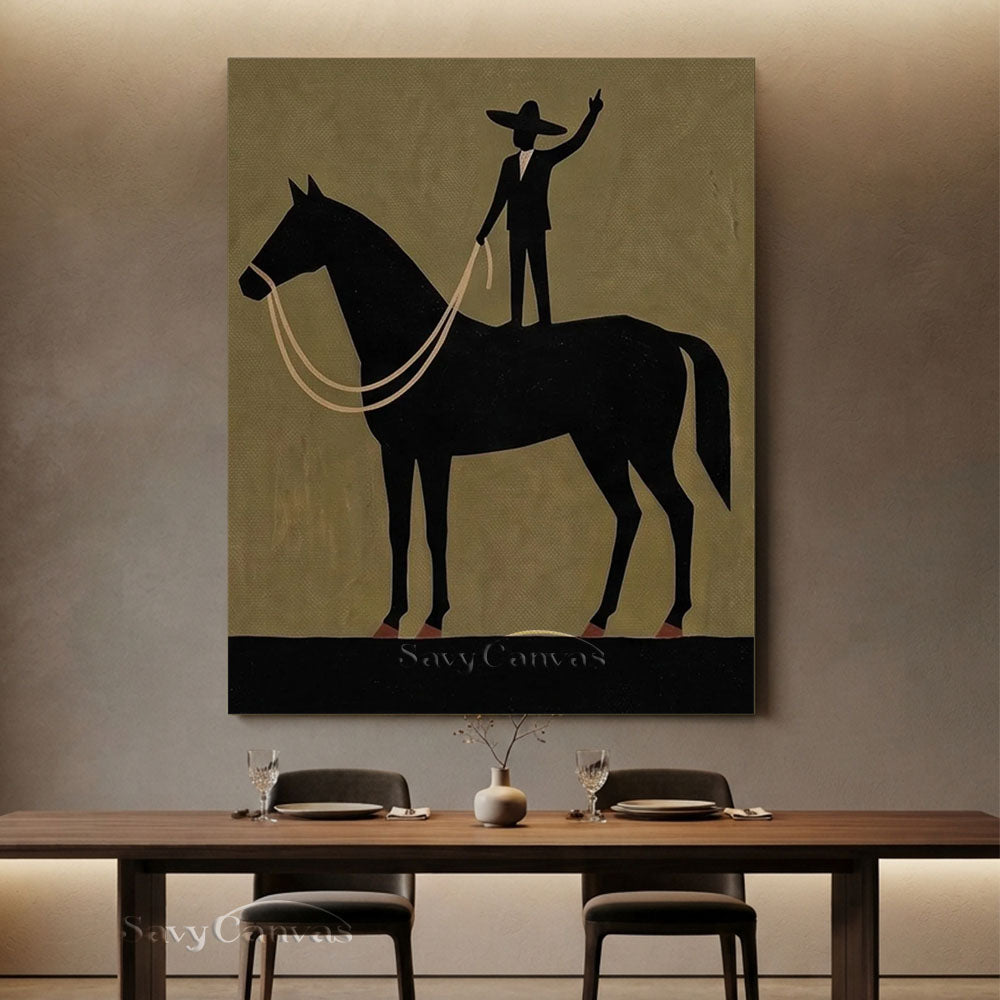 Handmade Surrealist Horse Rider Canvas Oil Painting #SS 224