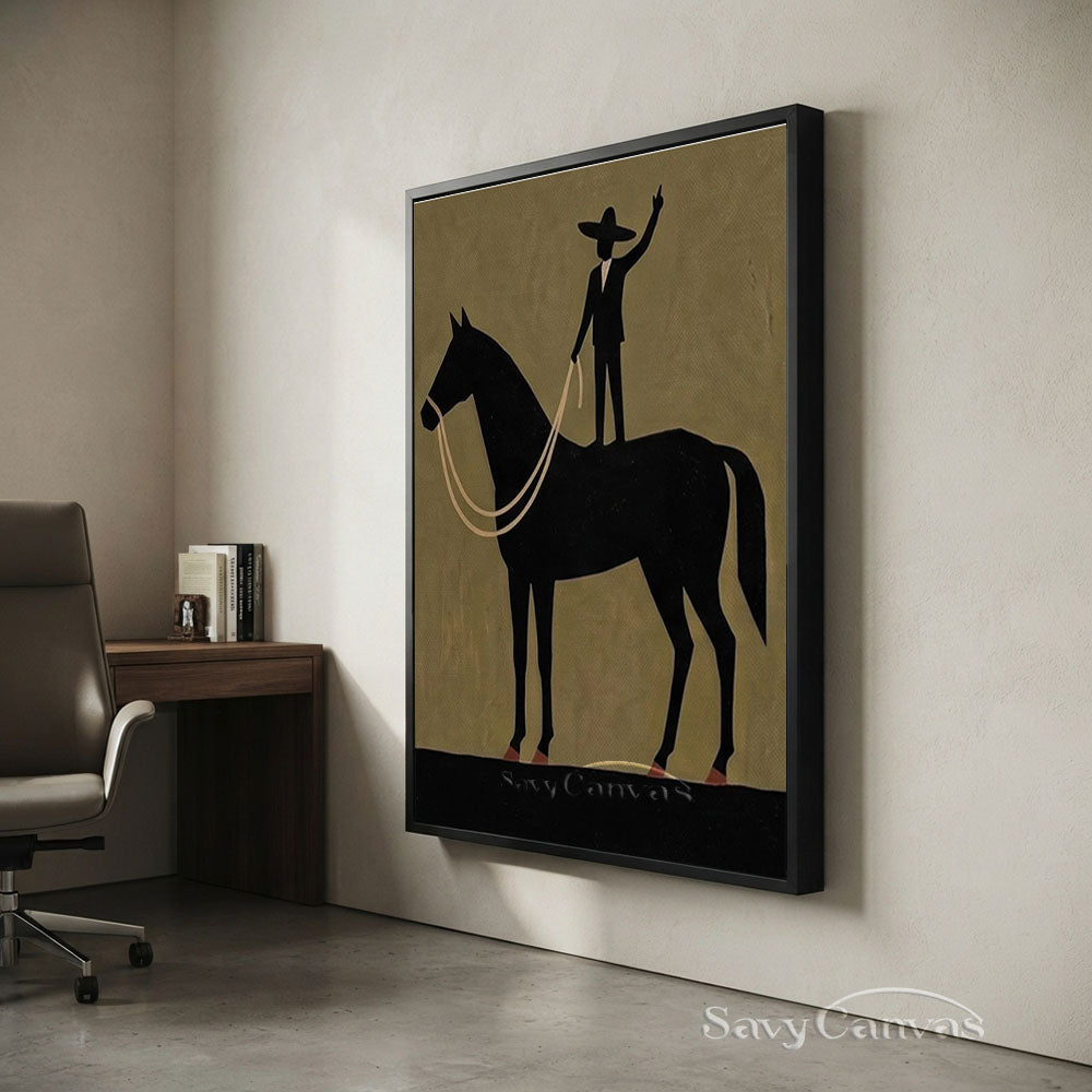 Handmade Surrealist Horse Rider Canvas Oil Painting #SS 224
