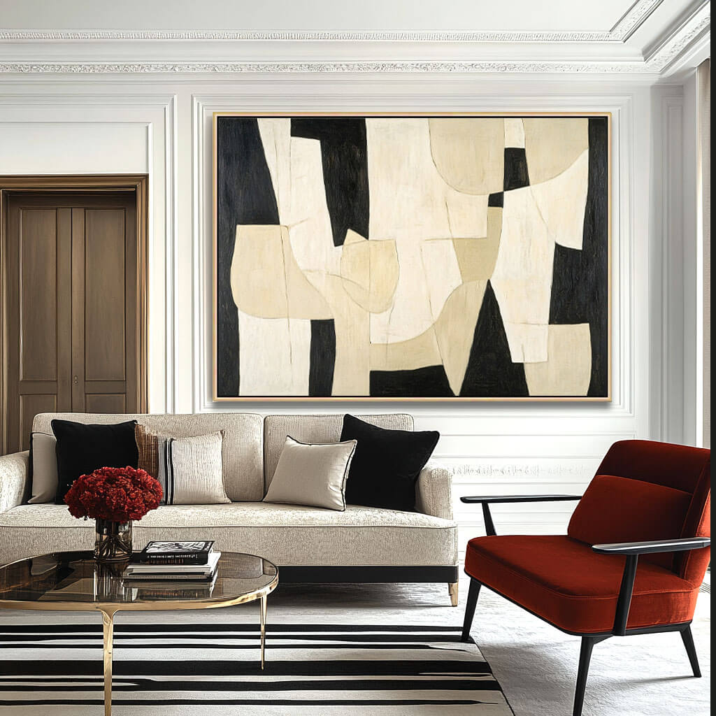 Modern Cubist Style Abstract Painting | Geometric Wall Decor