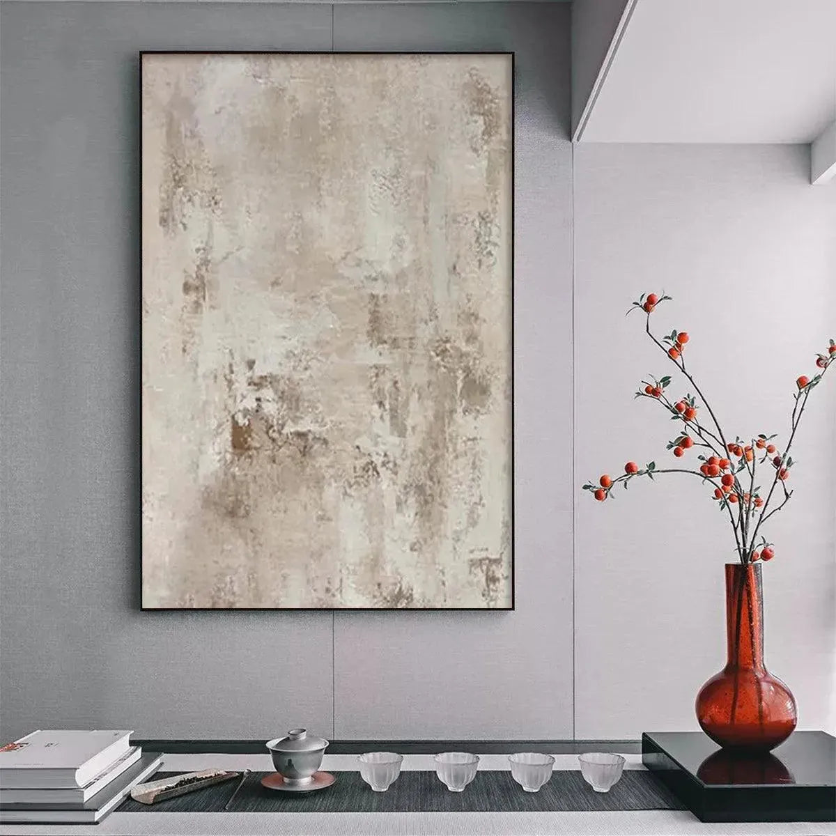 Textured 3D Abstract Painting | Beige Impasto Wall Art