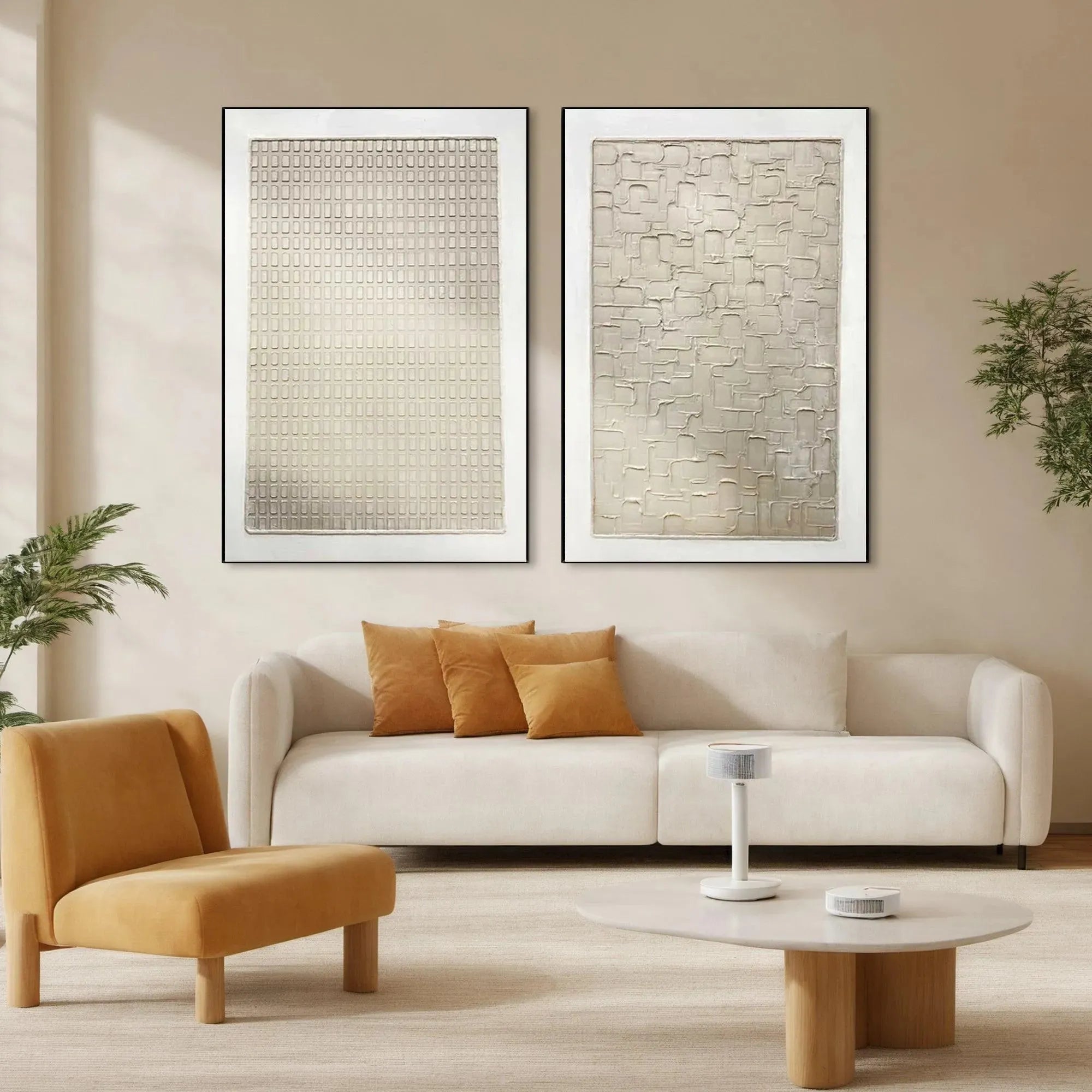 Minimalist 3D Wall Art Set of 2 | Textured Diptych #AA 268