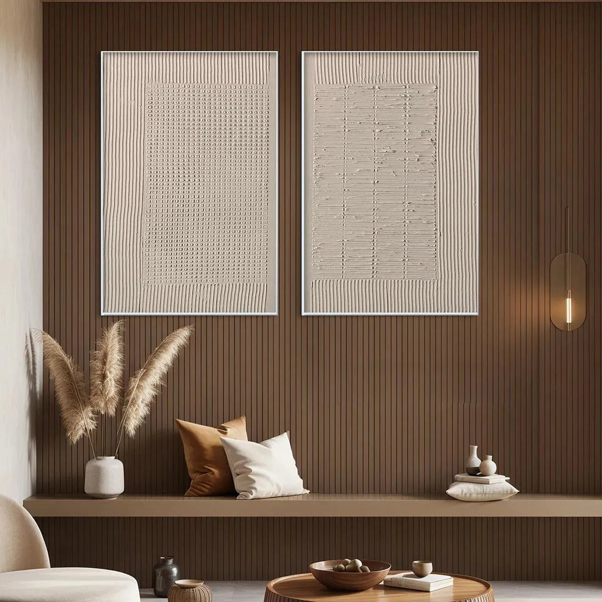 3D Plaster Art Set of 2 | Sculptural White Paintings
