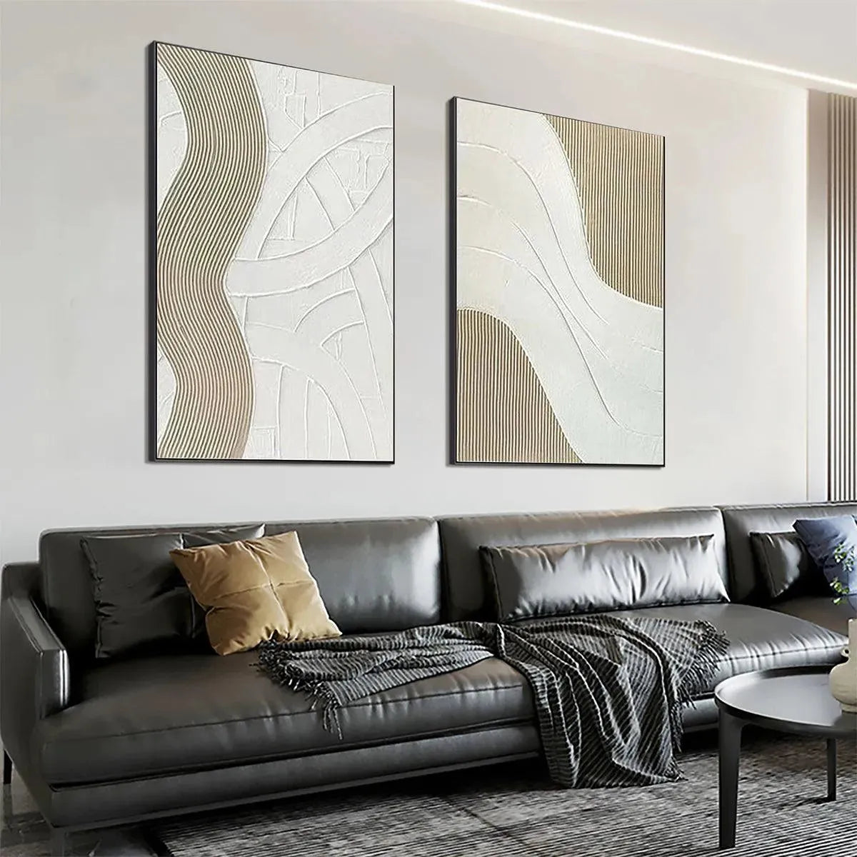 Abstract Wavy Lines Art Set | Minimalist River Painting #AA 099