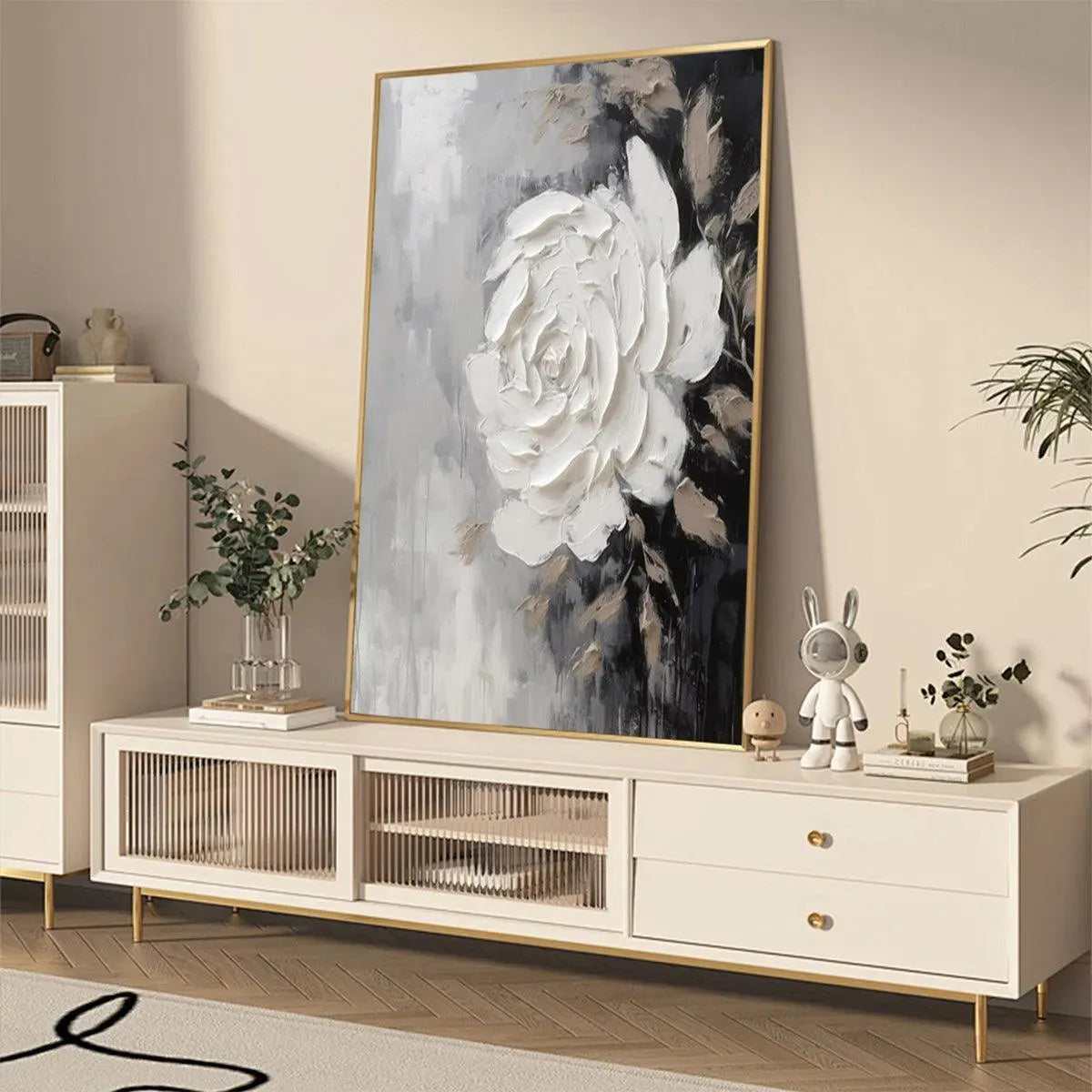 "A Rose in the Dark" Art | Textured Floral Painting #AA 168