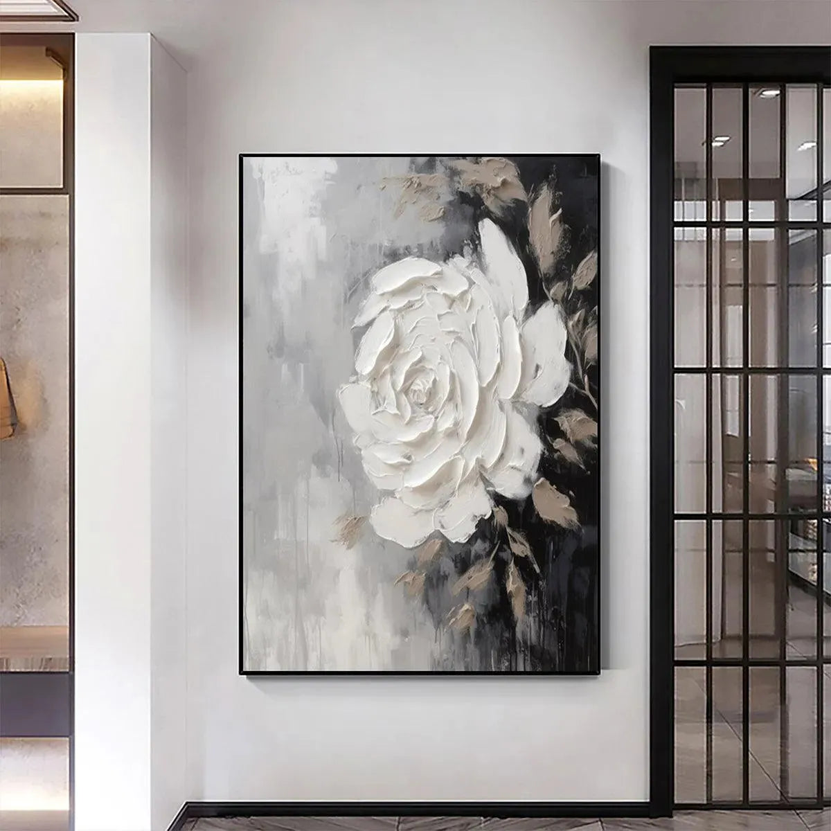 "A Rose in the Dark" Art | Textured Floral Painting #AA 168