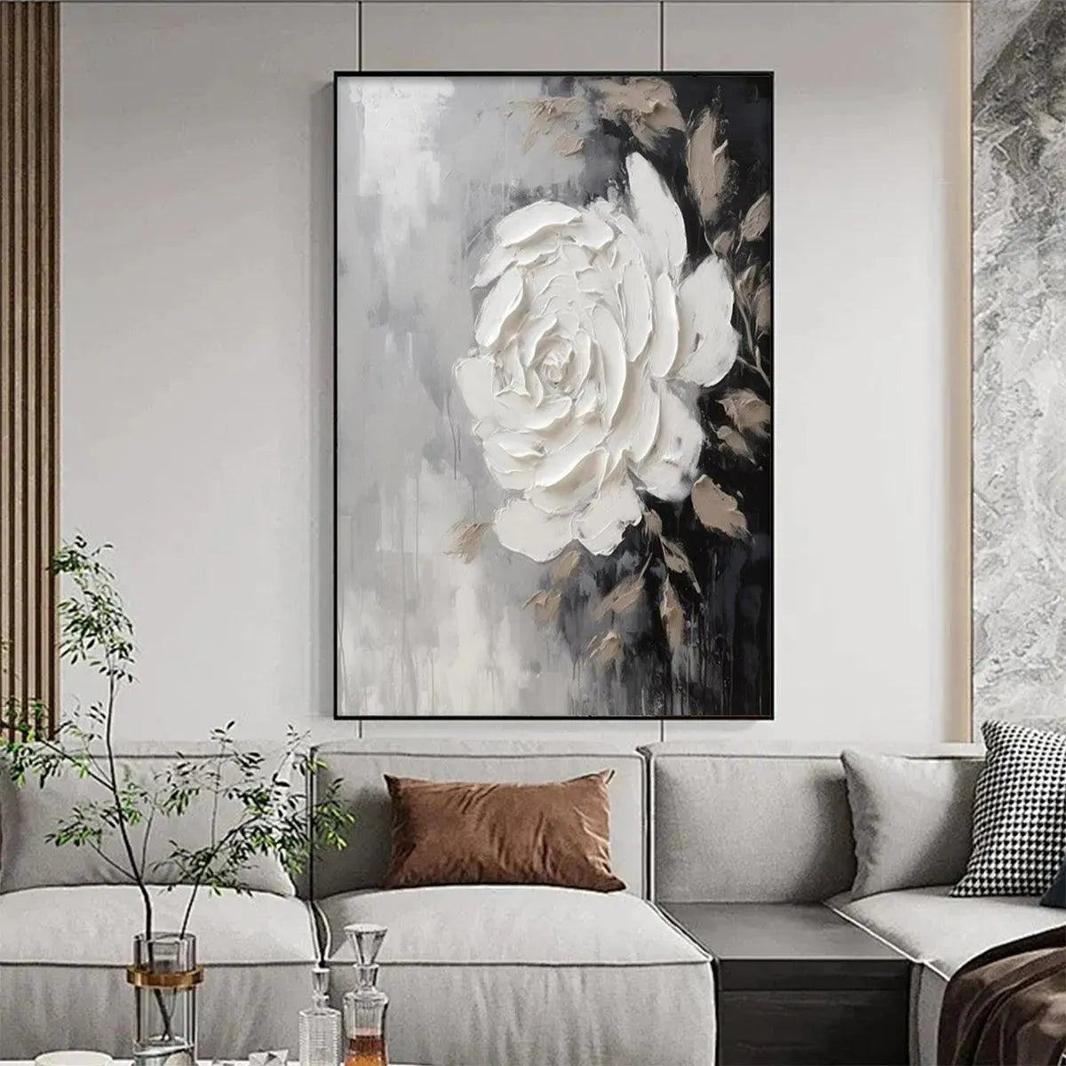 "A Rose in the Dark" Art | Textured Floral Painting #AA 168