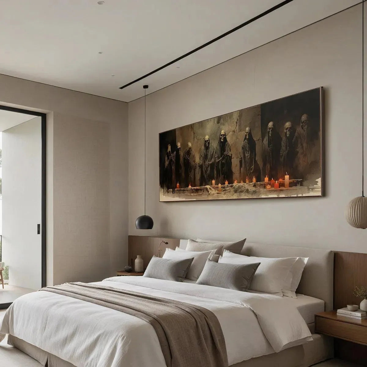 Dark Fantasy Skeleton Painting | Halloween Wall Art #AA 007