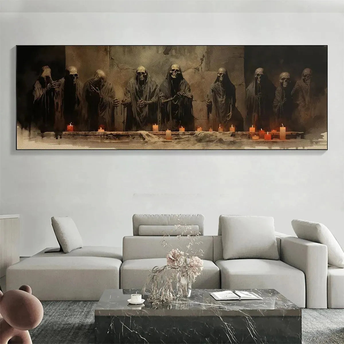Dark Fantasy Skeleton Painting | Halloween Wall Art #AA 007