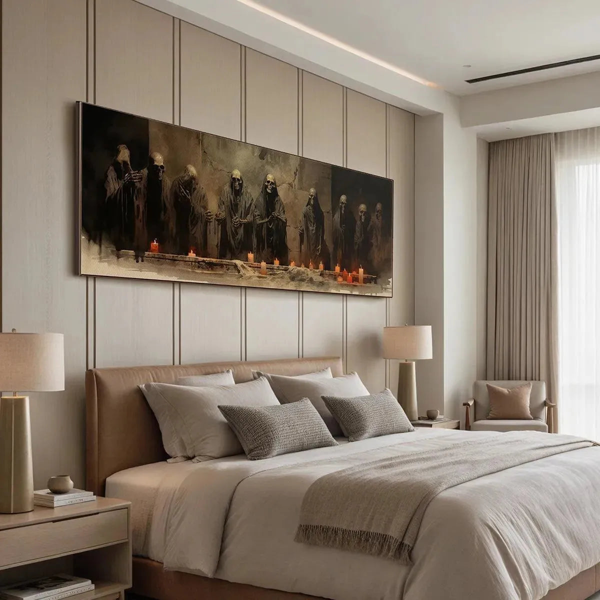 Dark Fantasy Skeleton Painting | Halloween Wall Art #AA 007