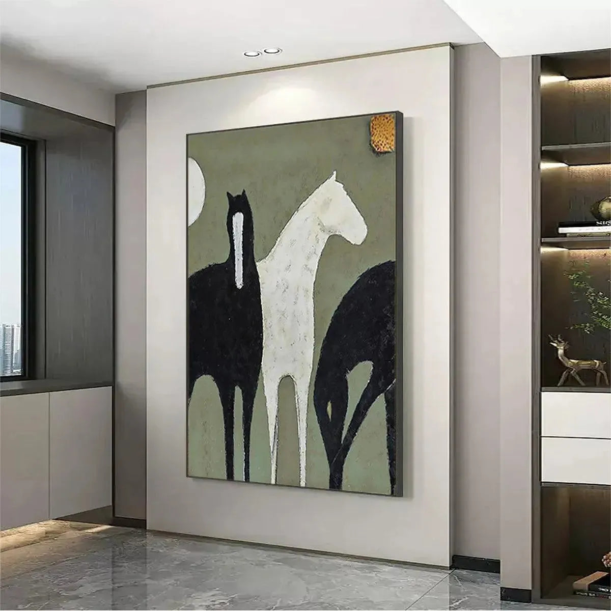 Modern Three Horses Painting | Large Stylized Equine Wall Art #ZZ 242