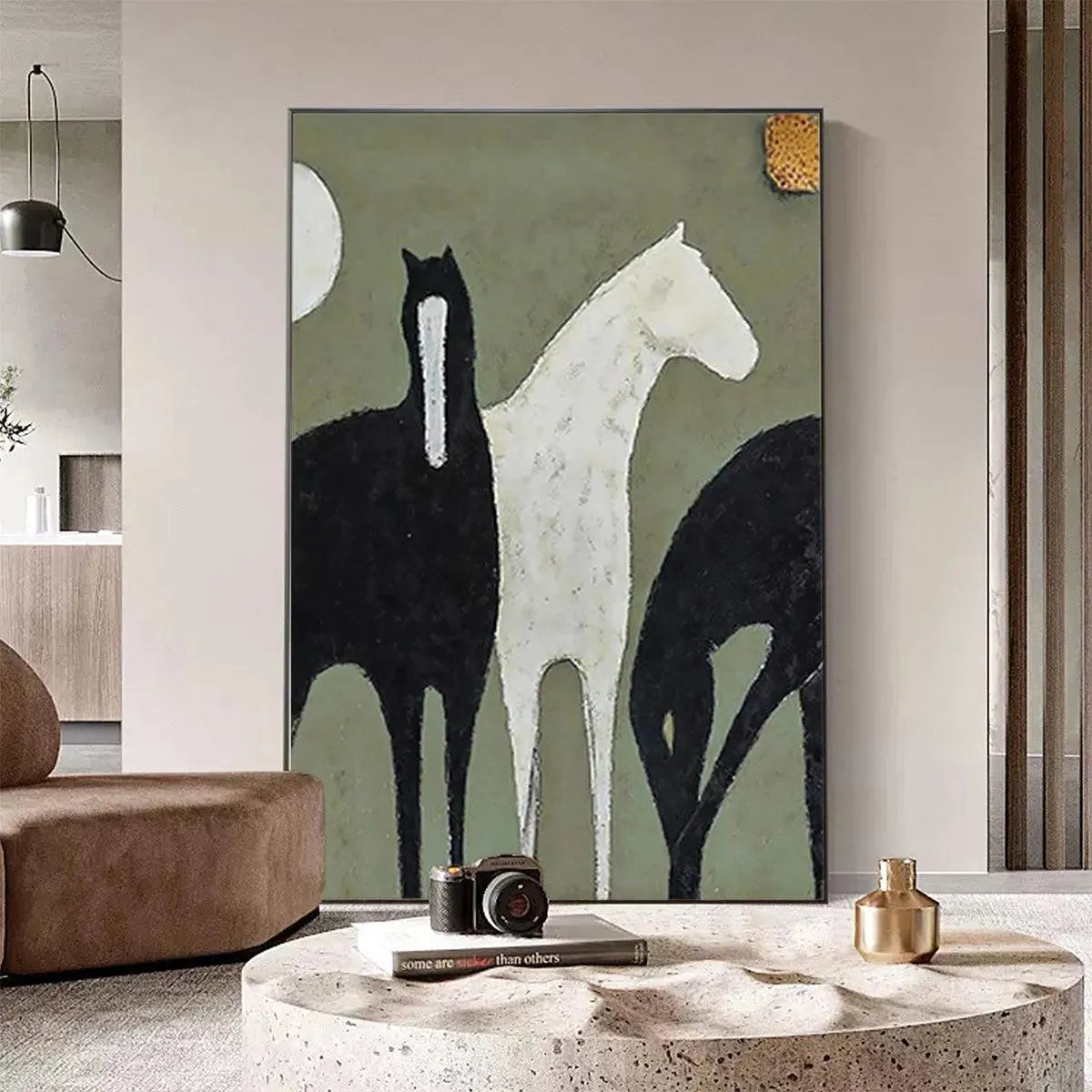 Modern Three Horses Painting | Large Stylized Equine Wall Art #ZZ 242