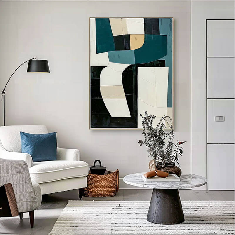 Japandi Style Wall Art | Neutral Geometric Abstract Painting #AA 043
