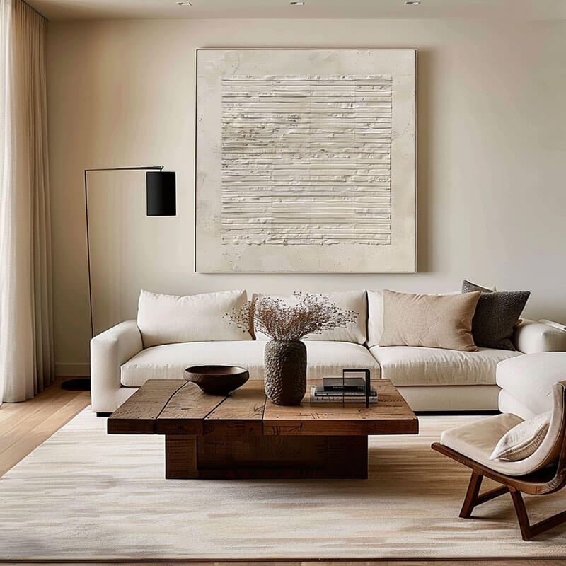 Large Cream and Beige Abstract Art | Warm Neutral Wall Decor #AA 358