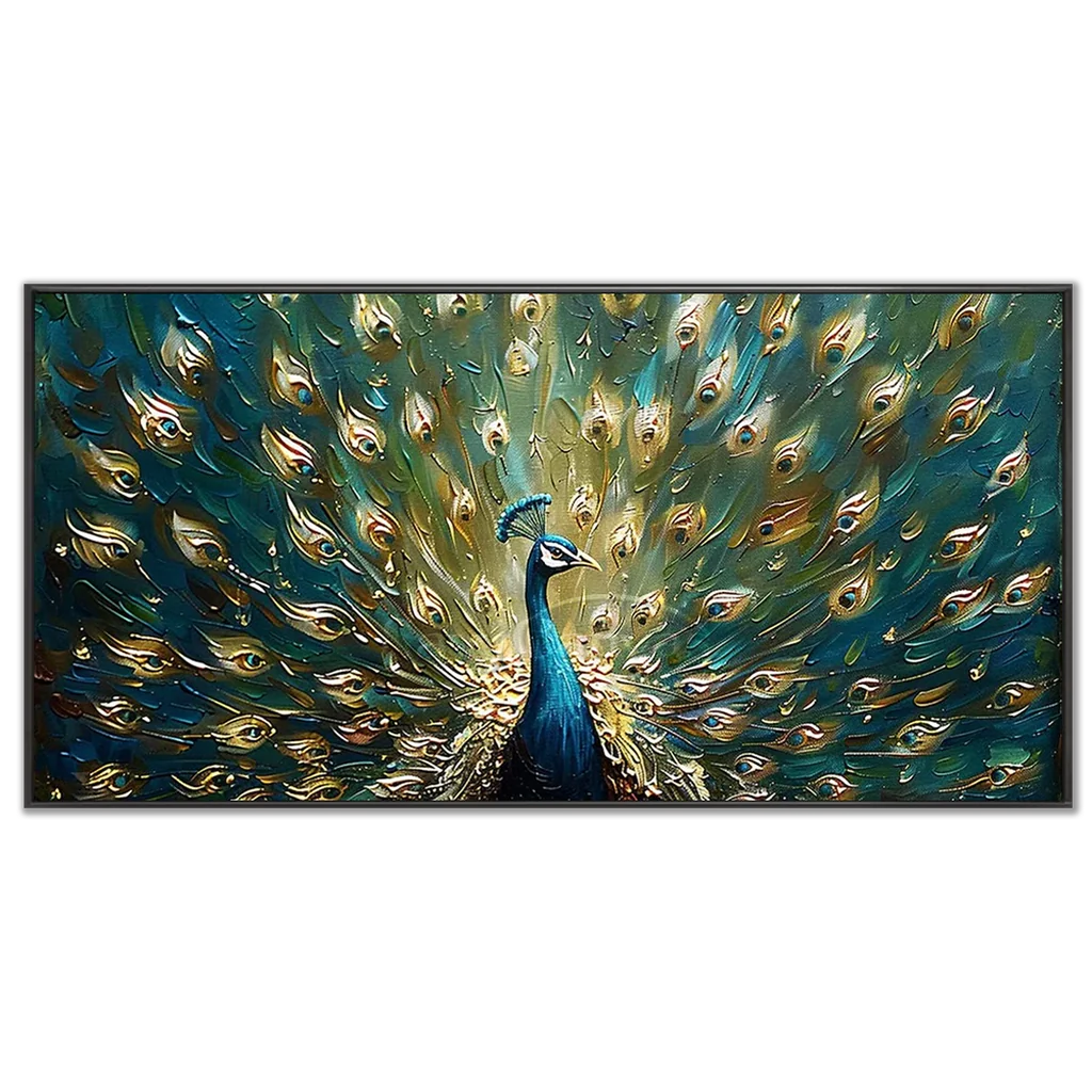Textured Peacock Oil Painting - Handmade Animal Art #TC 097