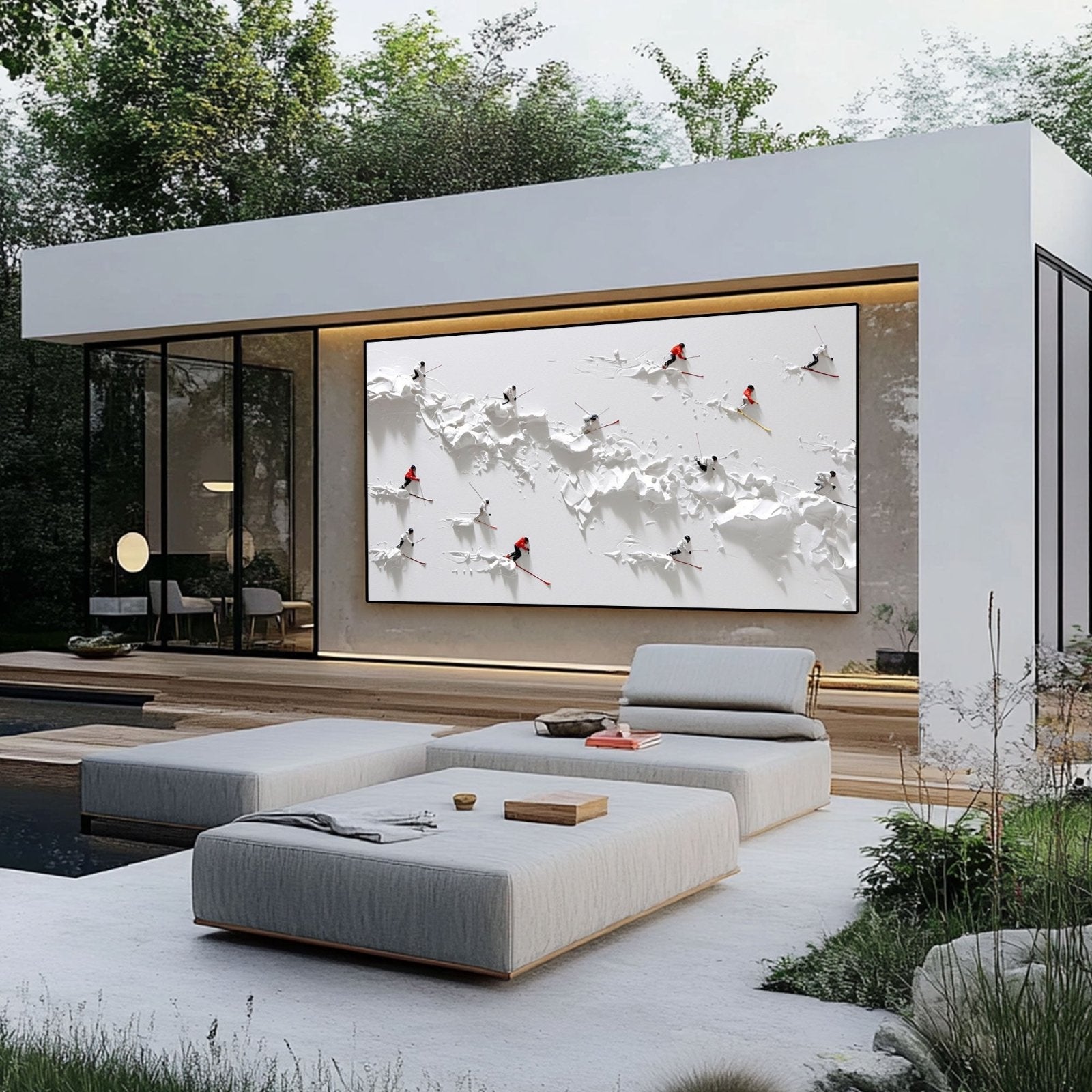 Panoramic Skiing Canvas Wall Art | Winter Sports Snow Scene #AA 455