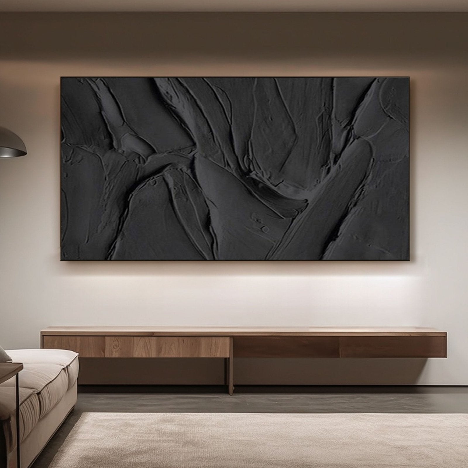 3D Textured Black Canvas Wall Art